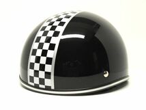 ハーフヘルメット 半キャップ ブラック/チェッカー 黒 ダックテールスタイル 人気のストリートタイプ 原付 125cc以下のバイクにオススメ_画像2