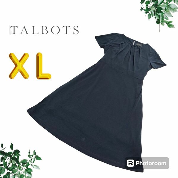 セール！TALBOTS 　シンプルワンピース　ネイビー　 XL 半袖ワンピース 上品 春夏 紺