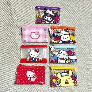 SANRIO フラットポーチ ハローキティ サンリオ シナモロール ポムポムプリン クロミ ポチャッコ ポムポムプリン 50周年