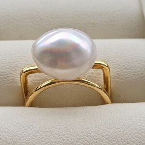 パールリング　指輪　淡水真珠　ホワイト　金色　冠婚葬祭　デイリー　バロック　新品 本真珠