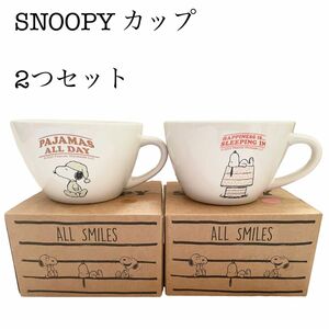 スヌーピー SNOOPY カフェカップ コーヒーカップ マグカップ コップ 未使用 箱付き 汚れなし 2つセット 匿名配送