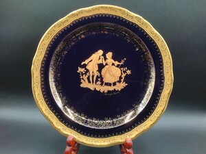 LIMOGES CASTEL リモージュ 22k GOLD 金彩 飾り皿 プレート 直径約24.5cm 【2-t】