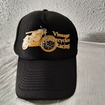 vintage motorcycles racing trucker mesh capビンテージ　モーター　レーシング　トラッカー　メッシュ　キャップ　ブラック　黒　男女兼_画像1