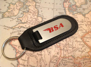 送料無料 BSA Quality Black Real Leather CAR KEYRING キーリング キーホルダー 車 カー アクセサリー