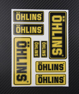 Ohlins fork shocks オーリンズ ステッカー シール デカール ブラック＆イエロー 8枚セット