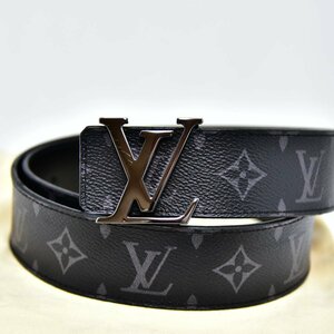 鑑定済 正規品 ルイヴィトン LOUIS VUITTON ベルト M9043 モノグラム エクリプス サンチュール LV イニシアル ブラック K500-15