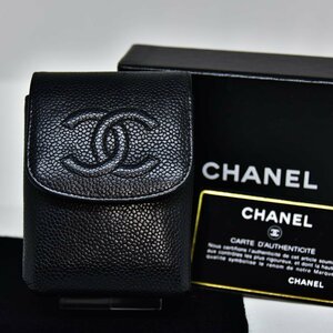 極美品 鑑定済 シャネル CHANEL シガレットケース A13511 キャビアスキン 小物入れ タグあり ロゴ フラップ収納 箱・Gカード・袋 k394-24