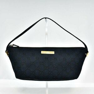 鑑定済 グッチ GUCCI アクセサリーポーチ レディース ポーチ 小物入れ GGキャンパス ブラック 即日配送 K631-21J