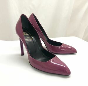 中古 ロジェ ヴィヴィエ Roger Vivier パンプス ハイヒール ピンヒール パテントレザー パープル系 ポインテッドトゥ 35 箱付 240428