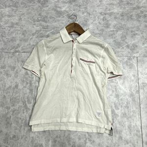 A ■ 日本製 '高級ラグジュアリー服' Thom Browne トムブラウン 半袖 COTTON 鹿の子 ハーフボタン ポロシャツ size1 紳士服 トップス 古着