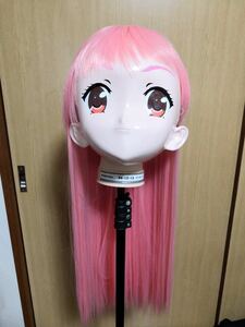  beautiful young lady mask cartoon-character costume mask Kigurumi mask original pink wig 