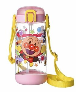 【特価】 タイプ 水筒 ボトル ワンタッチオープン ピンク クリア アンパンマン 450ｍｌ レック ） ストロー （