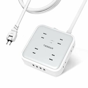 【タイムセール】 ｏａタップ 8個AC口 4USBポート たこあしコンセント ｕｓｂ 電源タップ 3ｍ コンセント TESSAN