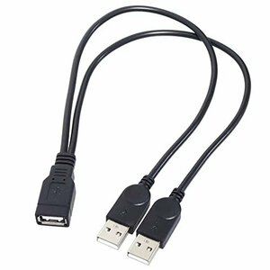 【在庫品のみ】 2分岐ケーブル USB2．0電源補助ケーブル KAUMO 二股 オス（USB2．0＋USB電源補助） 35ｃｍ