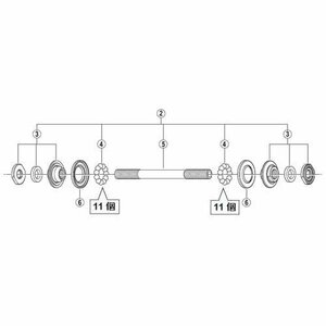 【タイムセール】 ハブ軸組立品（軸長108ｍｍ／玉間100ｍｍ） Y2UL98010 シマノ（SHIMANO）