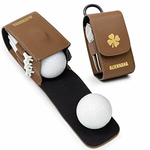 【お買い得品】 高級レザー製 ゴルフバッグゴルフ 軽量 グリーンフォーク収納可能 ポーチ ゴルフボールホルダー