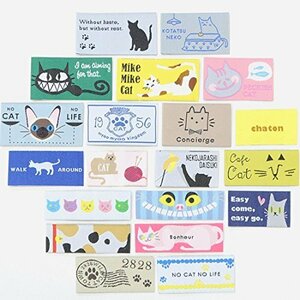 【お買い得品】 刺繍タグ ハンドメイド ワッペン ワッペン ねこのたぐ 20枚セット ラベル