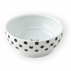[ special price ] polka dot ceramics tableware two step .... dry . wet . meal .... hood bowl cat .(necoichi)