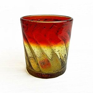 【おすすめ】 グラス コップ 冷茶グラス 美ら海ロックグラス カップ （レッド×イエロー） 琉球ガラス