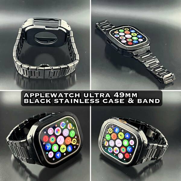 ウルトラ 49mm アップルウォッチ ブラック ステンレス ケース/ ベルト applewatch 動画　ultra