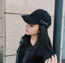 キャップ レディース ブラック 韓国 ロゴ帽子 男女兼用 キャップ帽子 深め_画像2