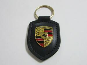 PORSCHE ポルシェ クレスト キーホルダー クレスト裏型押し ブラック