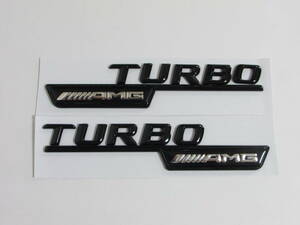 メルセデス ベンツ TURBO AMG サイドエンブレム フェンダーエンブレム 左右セット ブラック 艶有り A45 CLA45 GLA45 W176 W117 C117