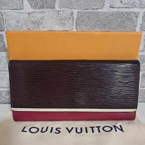 LOUIS VUITTONエピポルトフォイユフロール　バイカラー　カシスフーシャホワイト　長財布 男女兼用