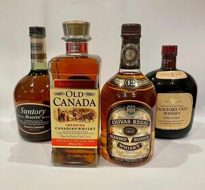 1 иен ~[ не . штекер ] виски совместно 4шт.@OldCanada, Chivas Reagal 12 год, Suntory запас, Suntory Old контрольный номер P60