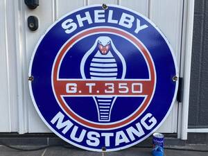 ビンテージ 大型 看板 SHELBY マスタング GT350 直径76cm シェルビー / ホーロー看板 ガレージ 世田谷ベース 昭和レトロ