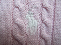 ９１７　ポロ　POLO　ラルフローレン　ピンク色　縄編み模様　綿素材　ニットカーディガン　12～14歳サイズ_画像4