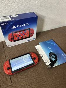 [ secondhand goods ]PSVITA body metallic red SONY PlayStation VITA PCH-2000 box equipped the first period . operation verification settled 