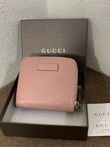 【中古品】GUCCI グッチ マイクログッチ　折り財布 コンパクトウォレット　ピンク_画像1