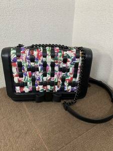 [ secondhand goods ]Salvatore Ferragamo Salvatore * Ferragamo vala ribbon chain shoulder bag floral print 