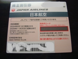 JAL 日本航空 株主優待券 1枚 国内航空券割引 搭乗期限2024年11月末