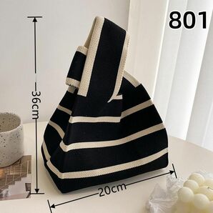 801 白 黒 ニットトートバッグ 手編み 通勤通学に最適 大容量 おしゃれ女子のお供 バッグコレクション トレンドアイ(2Ww)