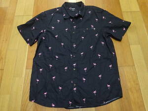 ■あ-762 ■Hurley　フラミンゴ　半袖シャツ　コットンシャツ　サイズL
