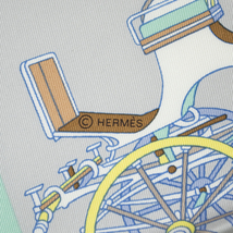 HERMES エルメス Voitures Exquises 精巧な馬車 カレ90 003429 01 スカーフ グレー イエロー_画像2