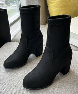  под замшу короткие сапоги futoshi каблук ботинки 24.5cm черный 