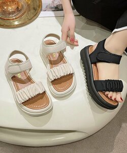  толщина низ спорт сандалии прекрасный ножек обувь Корея способ 22.5cm черный 