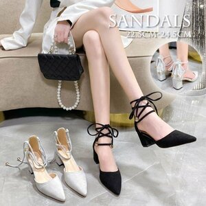  lady's pumps ankle strap shoes casual beautiful .po Inte dotu black 22.0cm(34) light gray 