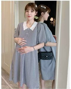 韓国風 夏新しい 妊婦プラスサイズのルーズドレス ファッションドレス L イエロー