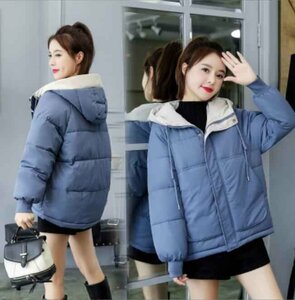 冬 ダウンジャケット レディース 暖かい コート アウター 厚いコート 大きいサイズあり 3XL ブルー
