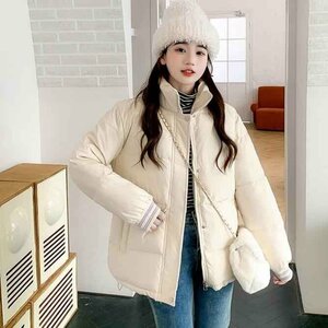  winter down jacket lady's warm coat outer thickness . coat large size equipped 2XL white 