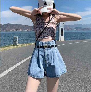 韓国風 レディース デニム短パン 新しい夏 カジュアル ファッションパンツ XS ブラック