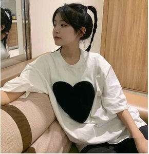 韓国風 レディース 半袖Tシャツ 新しい夏 カジュアル ファッションTシャツ ブラウス 2XL ホワイト