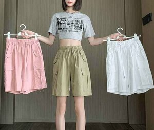  all 3 color short pants show bread cutting change body type cover put on .. waist rubber plain [ large size equipped ] 2XL Camel 