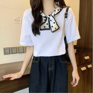 半袖Tシャツ 韓国ファッション レディース M ホワイト