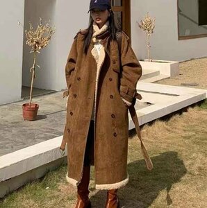 韓国風 レディース ラムズウール コート 緩い コート ジャケット M ワンカラー