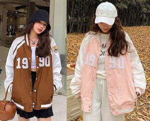  all 2 color jacket blouson long sleeve switch bai color body type cover put on .. simple XL Brown 